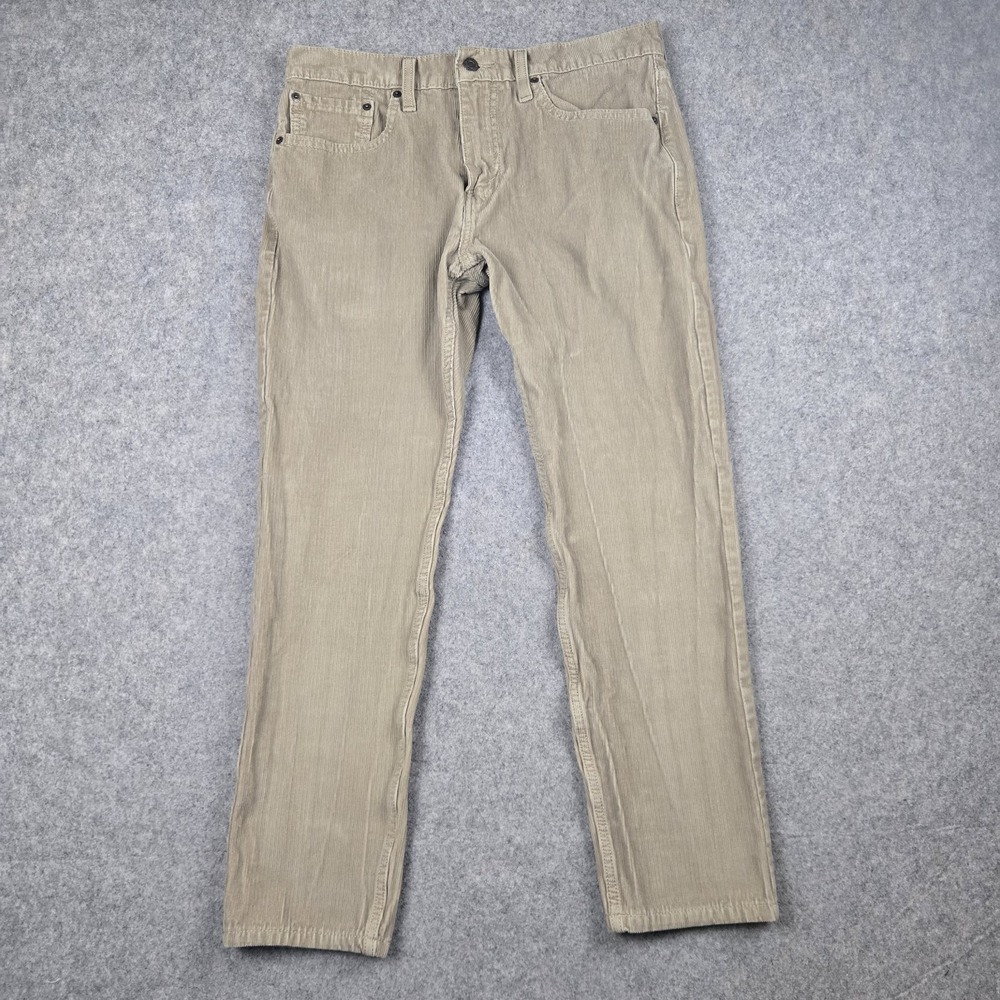 Levis 502 Pants Mens 32x30 Fits‎ 32x27 Khaki Beige Corduroy Tapered Fit Stretch